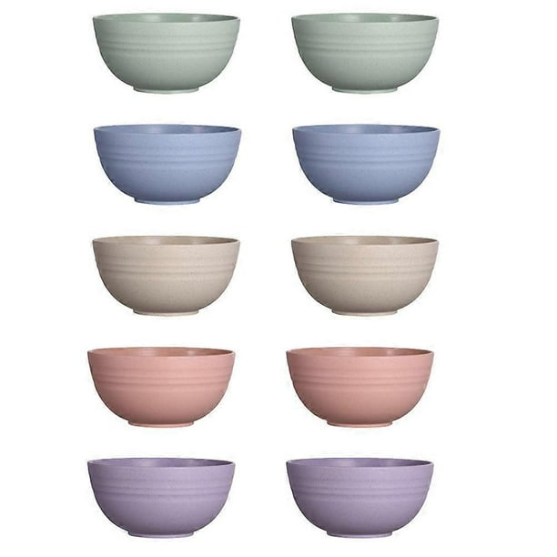 1 Set 10Pcs Straw Salad Bowls Mixing Bowls Set Rice Bowls (Assorted Color)