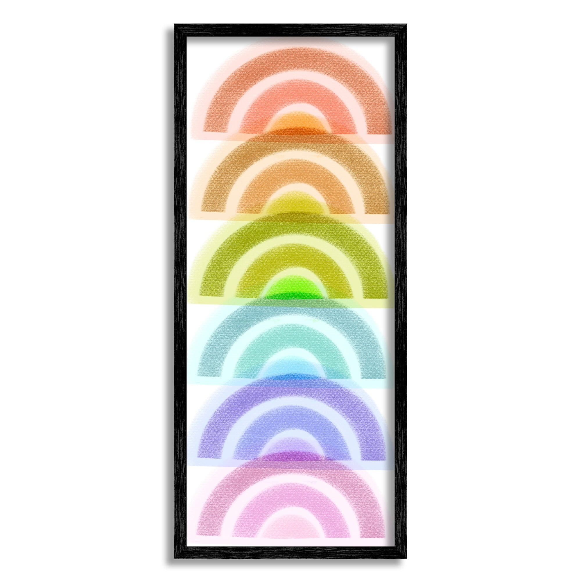 Stupell Industries Stack of Rainbows Kids Bold Playful Arches Art for Kids Painting White Framed Art Print Wall Art, 10 x 24