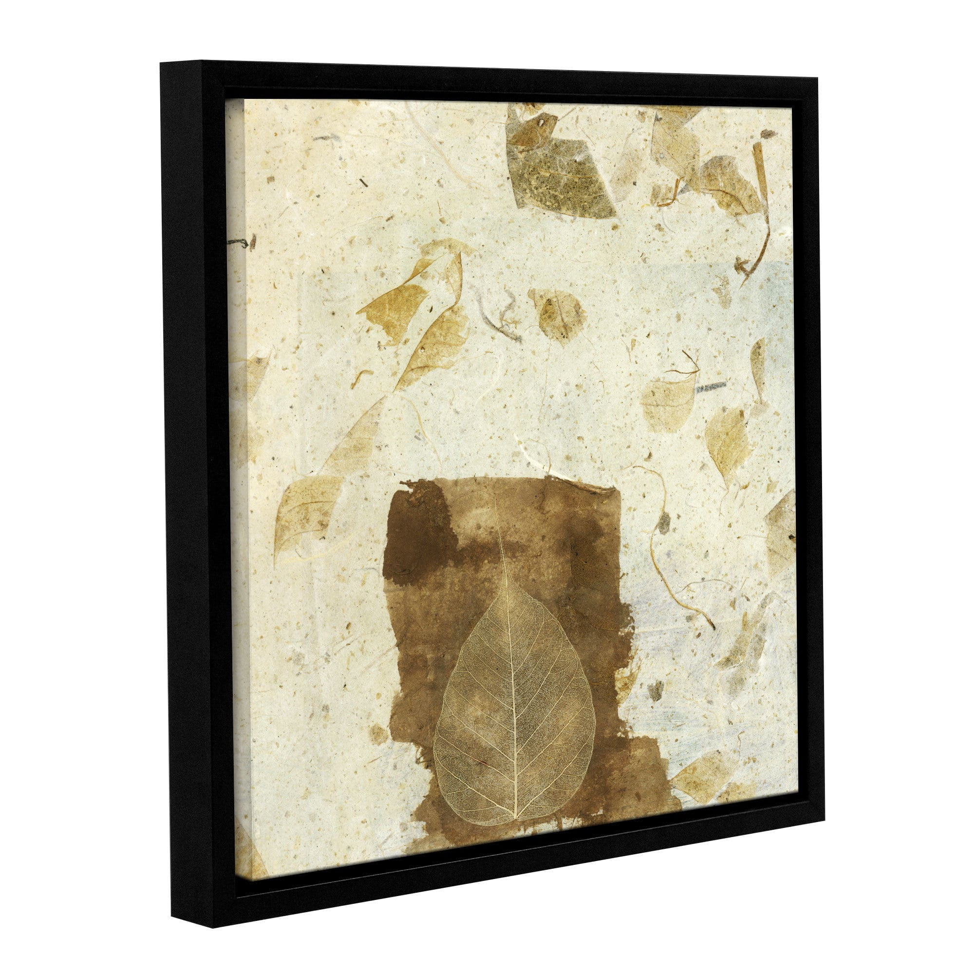 ArtWall Elena Ray "Wabi-Sabi Bodhi Leaf Collage 1" Gallery-wrapped Floater-framed Canvas