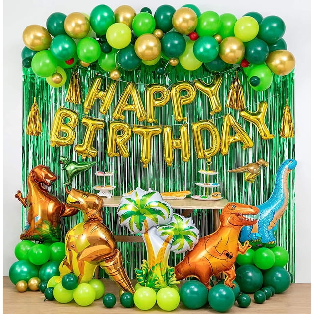 Decoraciones para fiesta de cumpleaños de dinosaurios, suministros para fiestas de dinosaurios, globos de dinosaurios para niños, recuerdos de fiestas temáticas de cumpleaños Rojo Verde