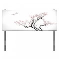 thumbnail image 3 of Floral Headboard, Classic Paint Style Art Flower Branches Blossom and Flying Birds Pattern, Upholstered Decorative Metal Bed Headboard with Memory Foam, Full Size, Grey White, by Ambesonne, 3 of 4