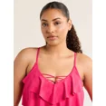 thumbnail image 5 of Time and Tru Women's and Women's Plus Tiered Tankini Swim Top, Sizes S-3X, 5 of 5