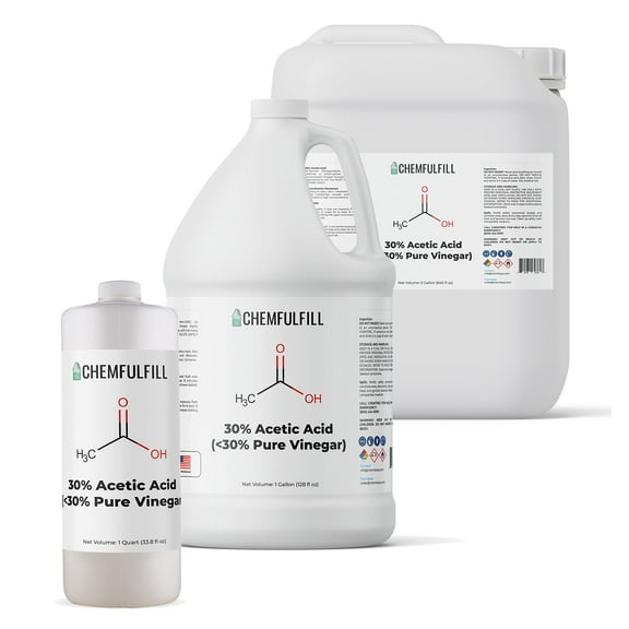 Chemfulfill Acetic Acid 30% - Concentrated 30% Ethanoic Acid (Acetic Acid) (Pint (16 fl oz))