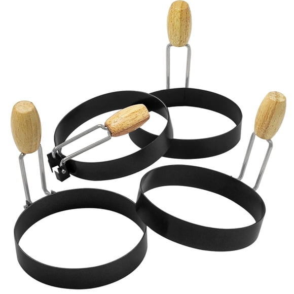 Juego de anillos para huevos COTEY de acero inoxidable de 3.5 pulgadas con mango de silicona