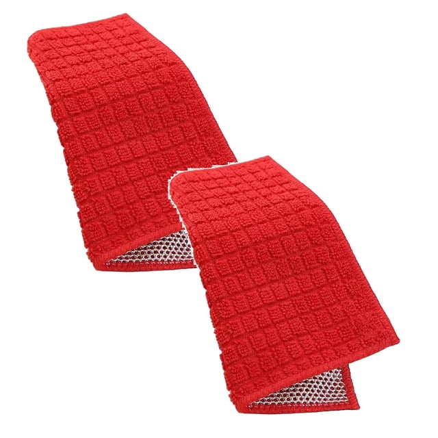 2 Pcs Articles à Dix Dollars Chiffon de Vaisselle en Fil Polyester Argenté et Fibre Double Conception pour Vaisselle Humide et Sèche Tampons de Récurage Multifonctionnels Non Rayants Chiffons de Nettoyage de Cuisine