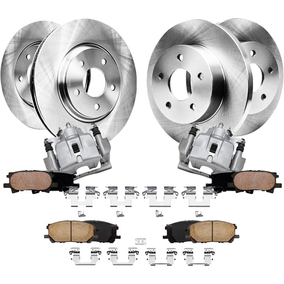 Detroit Axle - Front and Rear Disc Brake Rotors Calipers Pads Replacement for Lexus RX330 RX400h RX350 Toyota Highlander - 10pc Set
