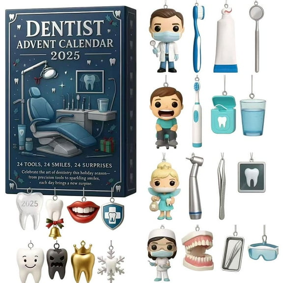 Acrylic Dental Advent Calendar with Oral Care Tools for Kids and Adults Educational Christmas Countdown