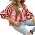 thumbnail image 3 of Cardigan Sweaters for Women Color Block Long Sleeve V Neck Sweater Fashion Kint Striped Open Front Button Outerwear, 3 of 7
