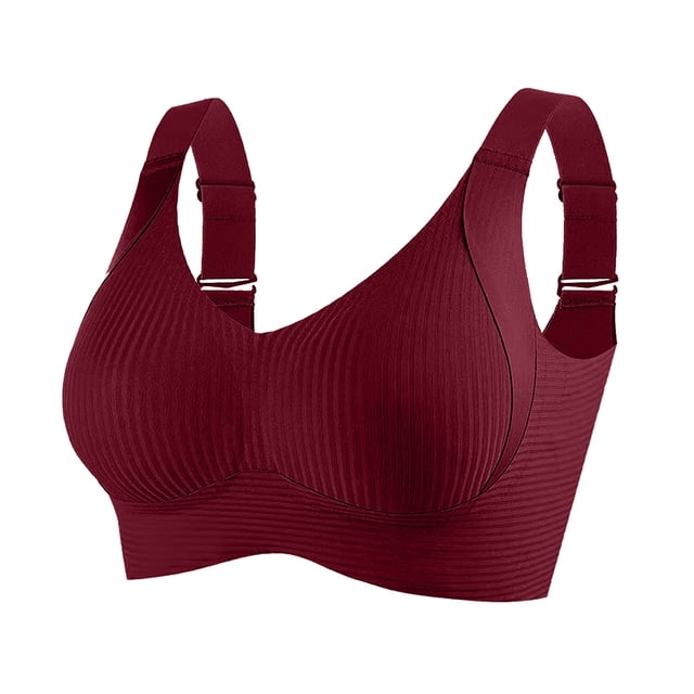 Ohufall High Impact Sports Bra for Womens Stretch Solid Breathable Workout Bras V Neck Plus Size Wireless Full Coverage Bralettes, Size M-4XL