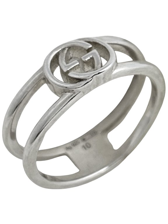 Pre-Owned Gucci Interlocking G Ring, Sterling Silver 925, Women's Ring