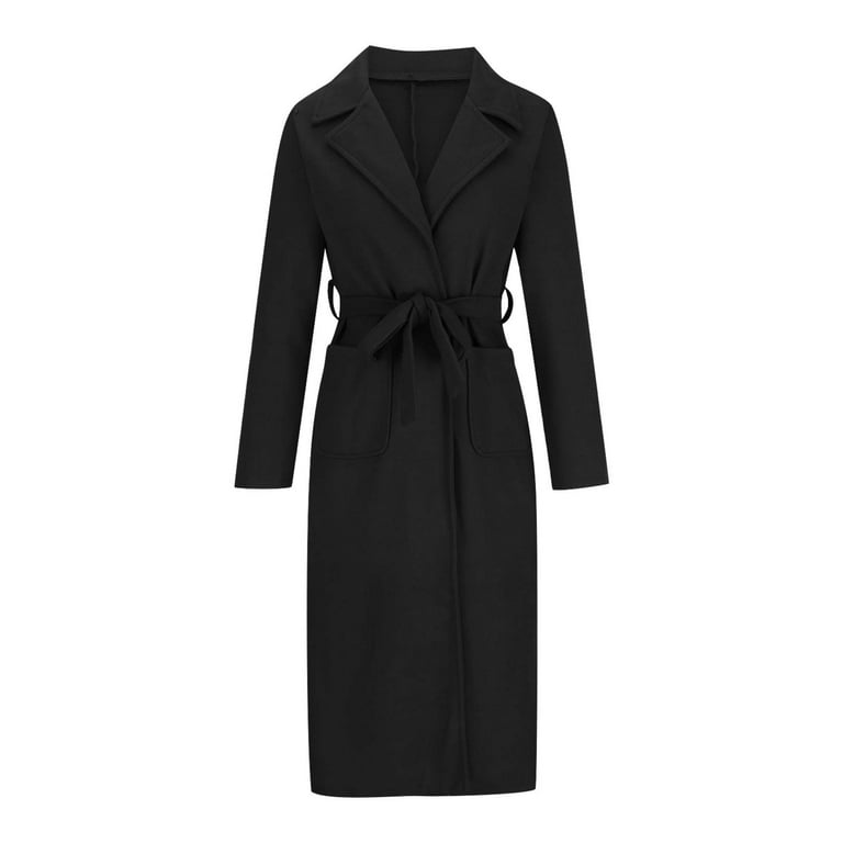 Lovskoo Women's Winter Coats Elegant Maxi Wrap Coat Lapel Collar