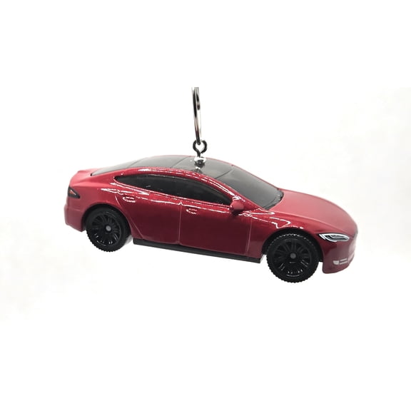 Tesla Model S Dark Red Christmas Ornament