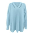 thumbnail image 3 of Blue Sweaters for Womens V Neck Oversized Fall Sweater Sexy Long Sleeve Knit Pullover Top Womens Fall Fashion 2025, 3 of 5