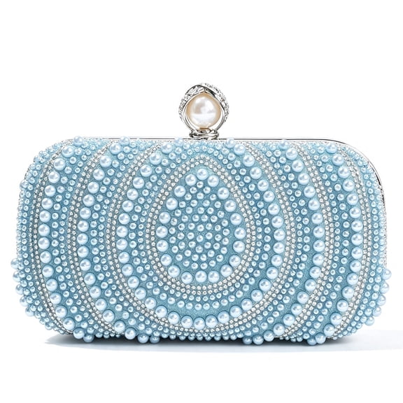 Women's Pearl Beaded Clutch Purse Elegant Evening Bag for Wedding Party Prom