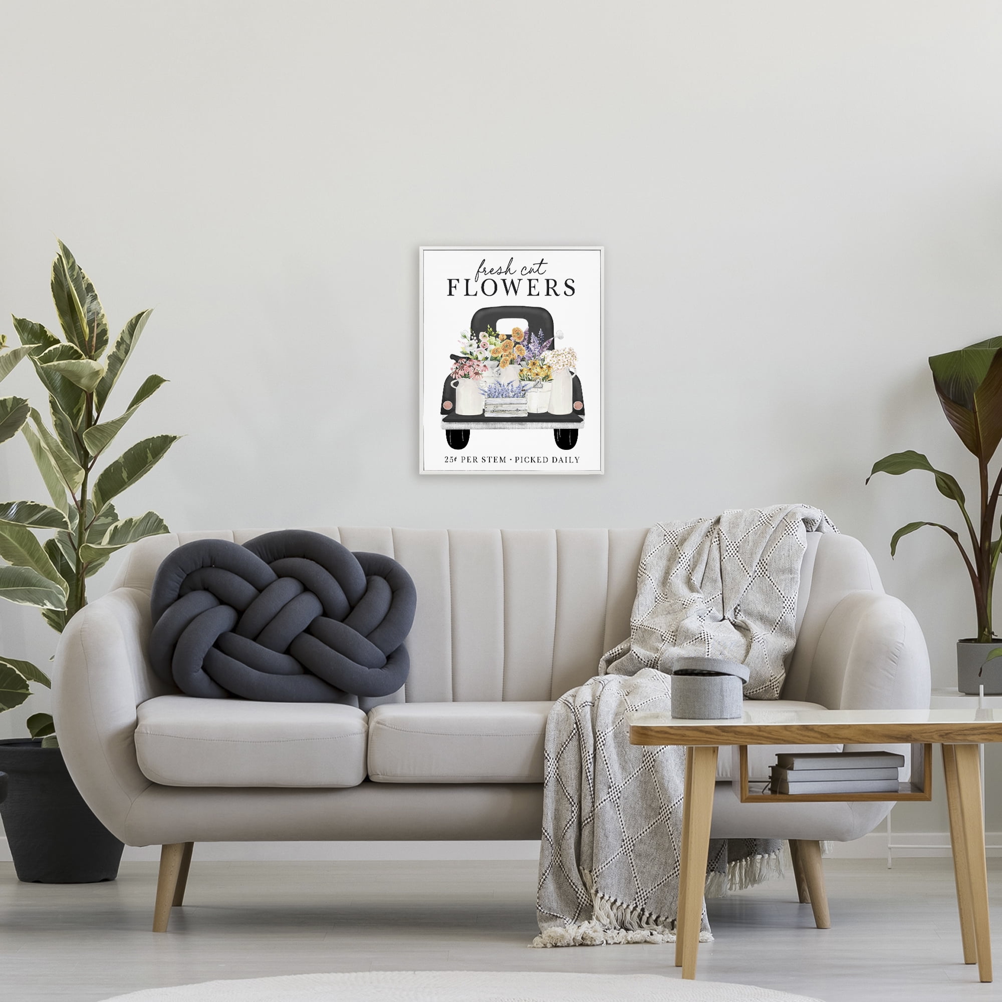 Fresh Flowers Picked Daily White Framed Giclee Art, design by Lettered and Lined