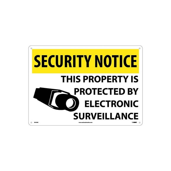 National Marker Security Notice Signs; This Property Is Protected By Electronic Surveillance 14X20