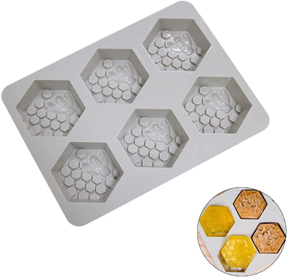 6~Cavity Homemade Making Honey Bee Chocolate Cake Soap Mold Silicone Mould Tray 