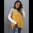 thumbnail image 4 of Suéter Oversize con Bloques de Color para Mujer: Cuello Redondo, Punto Acanalado, Hombros Caídos, Larga Amarillo M, 4 of 10