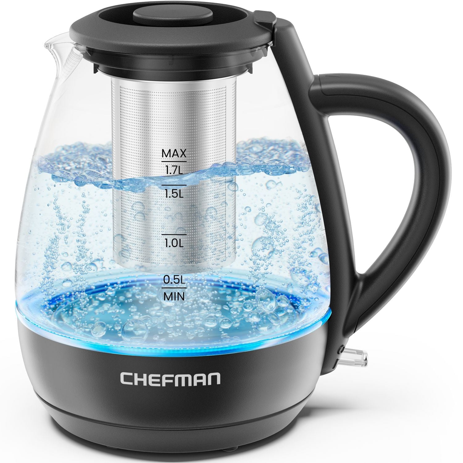 Chefman Fast Boil Electric Glass Kettle w/ Tea Infuser