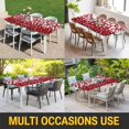 thumbnail image 5 of Red White Valentine's Day Table Cloths for 6 Foot Rectangle Tables, Love Heart Modern Art Romantic Patio Waterproof Elastic Fitted Tablecloths, Washable Rectangular Table Cover for Camping, 5 of 8