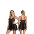 thumbnail image 3 of VISgogo Conjunto de dos piezas de lencería para mujer, vestido transparente con cuello en V y estampado floral Bragas de color sólido para mujer VISgogo moda, 3 of 8