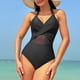 thumbnail image 2 of Gibobby Trajes de Baño para Mujer Nuevo Traje de baño con borde europeo y americano para mujer, traje de baño Bikini de malla de Color sólido, traje de b(Negro,XL), 2 of 5