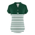 thumbnail image 4 of Aobny Womens Tops Summer Cap Sleeve Green Plus Size Tees V-Neck Short Sleeve Striped Women's T-Shirts,XL, 4 of 5
