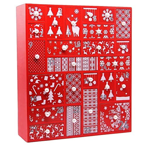 Calendario de Adviento Rojo con 24 Cajones Juegoal