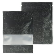 QQ Studio Pack of 100 Black Food Safe QuickQlick™ Bag with Leaf Design and Clear Window in 2.75" x 4"