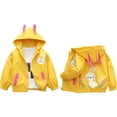 thumbnail image 5 of GYRATEDREAM Toddler Baby Girls Hooded Jacket Kids Rabbit Ears Coat Lightweight Windbreaker Children Fashion Zip up Cartoon Outerwear with Pockets for 12 Months-7 Years Yellow, 5 of 7