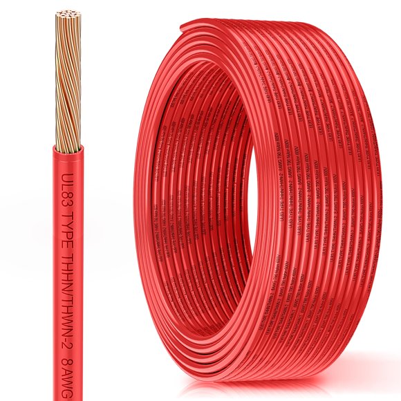 Cable MEIHUIJI 8 AWG THHN 7,6 m 600 V rojo nylon PVC