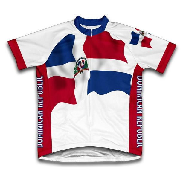 ScudoPro Dominican Republic Flag Short Sleeve Cycling Jersey for Men