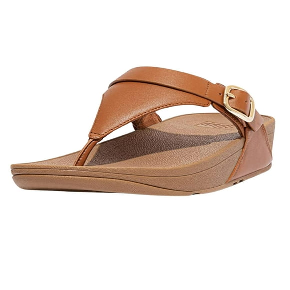 Sandalias FitFlop Lulu Arch Support de piel color canela claro para mujer