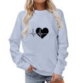 thumbnail image 1 of Besolor Womens Fall Spring Sweatshirt Heart Printed Crewneck Long Sleeve Tops Casual Loose Plus Size Pullover Blouse, 1 of 4