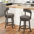 thumbnail image 2 of Gymax 26'' Counter Height Chairs Set of 2 w/ 360°  Swivel Seat Back & Cushioned Seat, 2 of 9
