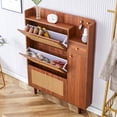 thumbnail image 2 of Holaki Rattan Shoe Storage Cabinet, Hidden Slim Narrow Shoe Cabinet with 3 flip Drawers and Door, Freestanding Shoe Rack with Drawer & Top Cubby for Entryway Hallway Living Room, 2 of 21