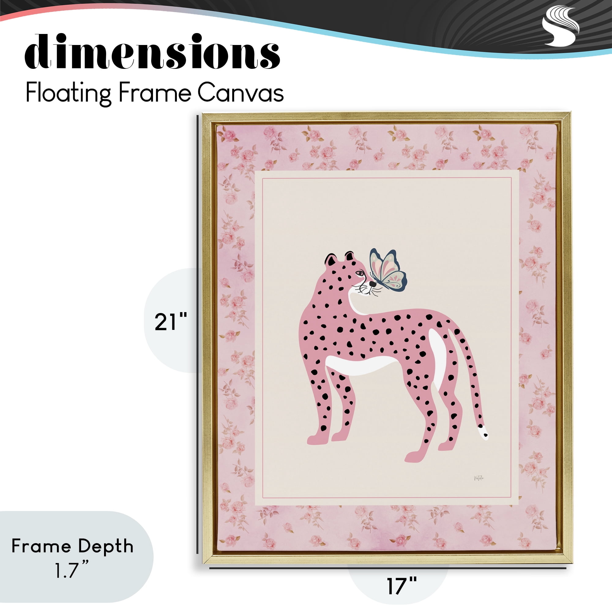 Stupell Industries Cheetah & Butterfly Friendship Gold Framed Floater Canvas Wall Art, design by Natalie Carpentieri