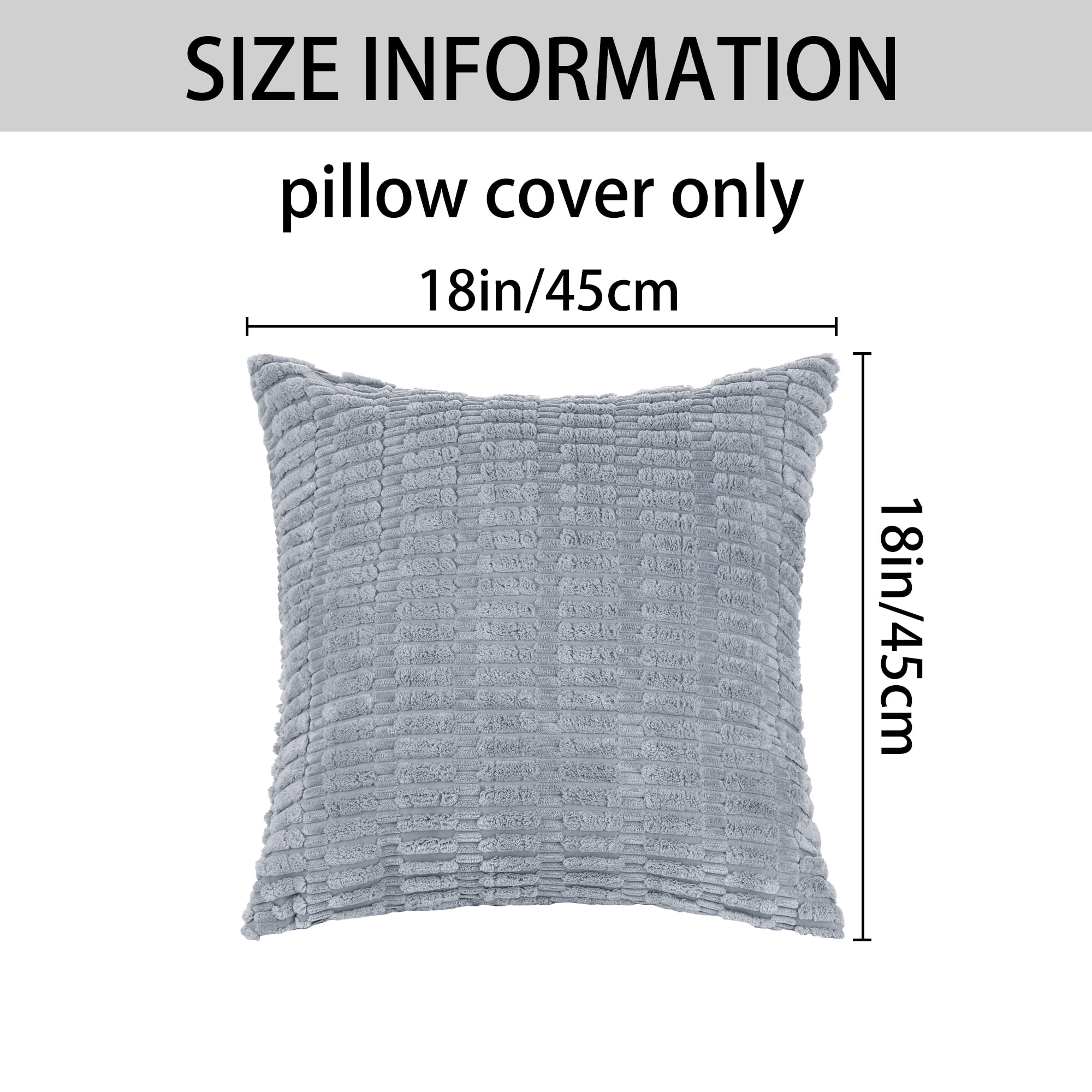 Unique Bargains 4 Pcs Corduroy Pillow Covers 18" x 18" Gray Blue/Dark Bule