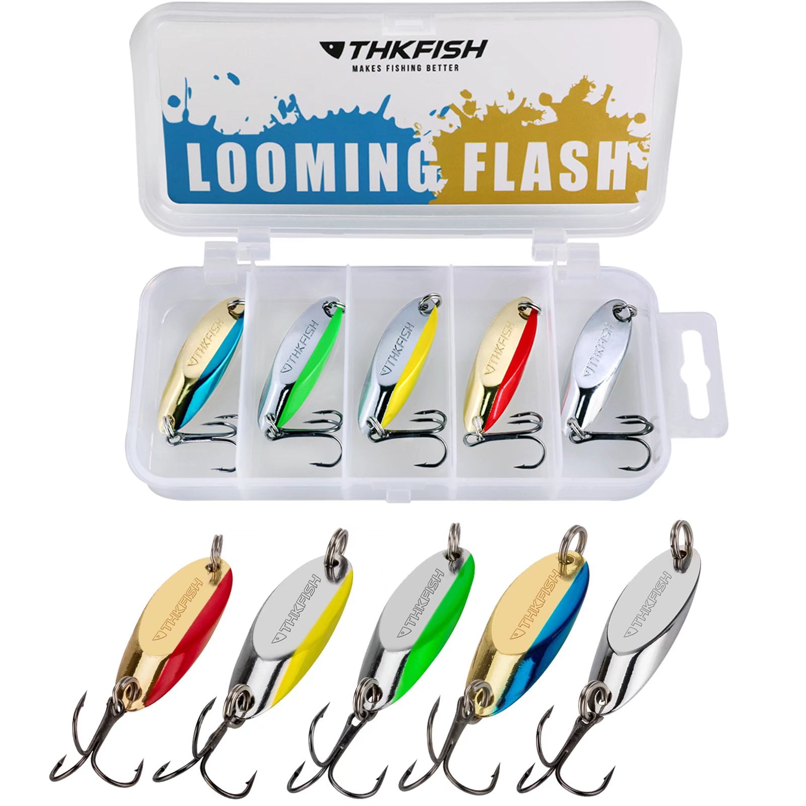 THKFISH Spoon Fishing Lures for Trout Spoons Hard Baits Single Hook Trout  Lures Metal Fishing Lures for Char Perch 12Pcs/20Pcs/15Pcs