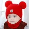 Mnycxen Newborn Kids Baby Boy Girl Pom Hat Winter Warm Knit Crochet Beanie Cap Scarf Set