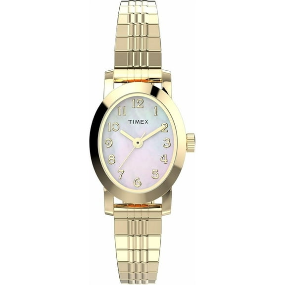Timex Women's Cavatina 18mm Watch - Gold-Tone Expansion Band Mother of Pearl Dial Gold-Tone Case