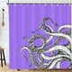 thumbnail image 2 of Billuyoard Decoración de baño sin esfuerzo, divertido juego de cortinas de ducha de tela gótica con animales marinos en blanco y negro Juegos de accesorios de baño YL490-6, 2 of 6