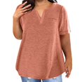 thumbnail image 2 of Women's Color Block Gradient Print V Neck Short Sleeve Casual Loose Tops, 2 of 6