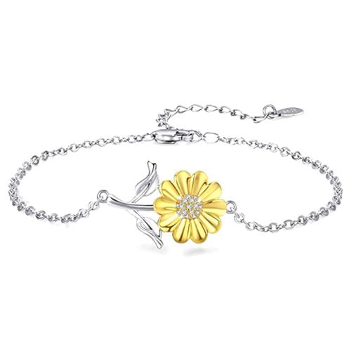 SHIYAO Sunflower Bracelet Silver Sunflower Jewelry Sunflower Gift Summer  Jewelry For Women