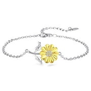 PWFE Elegant Sunflower Bracelet Silver Sunflower Daidy Flower Bangle Jewelry Gift Summer Jewelry For Women(Silver)