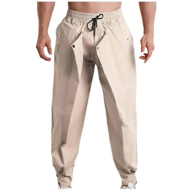 Pantalones largos de moda para hombre, casuales, de color sólido, con bolsillos y cintura elástica, pantalones cargo casuales para hombre.