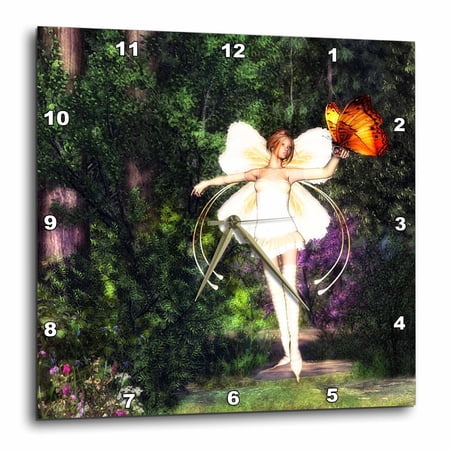 3drose, Fairy and Butterfly, 10x10 Wall Clock