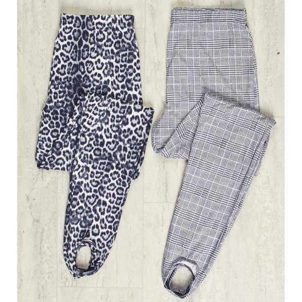 The Lakeside Collection Printed Stirrup Pants Gray Striped And Cheetah Print Womens Leggings Xl 2 Pack Walmart Com Walmart Com