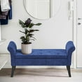 thumbnail image 2 of Magshion 51" Storage Ottoman Bench, Upholstered Tufted Bedroom Bench with Rolled Arms, Large Storage Chest for Living Room, Entryway, Dorm, Navy Blue, 2 of 9