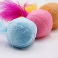 thumbnail image 5 of Juguete para gatos con bola de sonajero peludo con pluma y hierba gatera, bolas interactivas con pompones para gatos, suaves y ligeras, 2 pulgadas, paquete de 3., 5 of 5